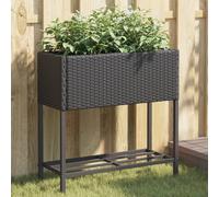 vidaXL Fioriera da Giardino con Ripiano Nera in Polyrattan