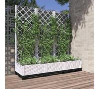 Fioriera da giardino con traliccio bianca 120x40x121,5 cm PP