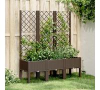 vidaXL Fioriera da Giardino con Traliccio Marrone 120x40x142 cm in PP