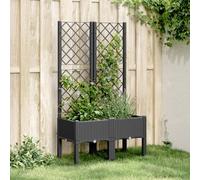 Fioriera da Giardino con Traliccio Nera 80x40x142 cm in PP, Fioriera Rialzata per Piante Rampicanti, Vaso da Esterno in Polipropilene Resistente Pomodori, Rose, Ideale per Giardino, Terrazza e Patio