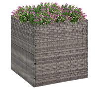 Fioriera da Giardino Grigia 80x80x80 cm in Polyrattan, Vaso per Piante Esterno con Struttura in Acciaio, Fioriera Moderna per Terrazzo Giardino Balcone, Resistente all'Acqua e Facile da Pulire