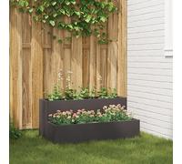 Fioriera da giardino moderna a due livelli, in robusta plastica nera, 100 x 60 x 45 cm, con drenaggio per terrazza, balcone