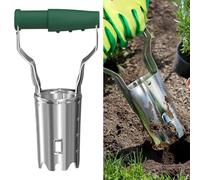 Fioriera da giardino per piantare semi, in acciaio inox, piantatrice per patate, bulbi a mano, trapianto, strumento con manico e segno di profondità per fiori di ortaggi