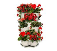 Fioriera da Giardino Verticale Vaso Verticale Impilabile A 5 Livelli Con | Torre da Giardino per Ortaggi per Piante Rampicanti Verdure Frutti Ciliegio Esterno Balcone Terrazza Po