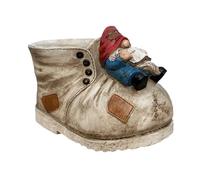 Fioriera decorativa da giardino, contenitore per piante, gnomo sdraiato, scarpa, vaso, per interni ed esterni, verdure, erbe, piante grasse, resina, statuetta nana, casa, balcone, multicolore