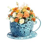 Fioriera decorativa - da tè in ferro traforato resistente alle intemperie - Vaso decorativo per tazze da tè - per casa, ufficio, fattoria, giardino, cortile, patio, portico, sentiero piantare