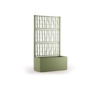 Fioriera ethica rettangolare cm 80 con spalliera verde oliva