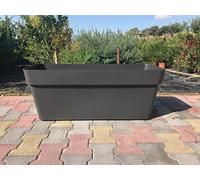 FIORIERA FIORIERE VASO RETTANGOLARE plastica forte 80 CM Colore Antracite Modello Cleo AMDGarden