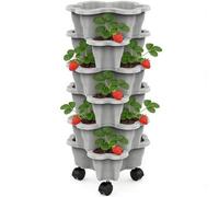 Fioriera Fragole - 6 Livelli Torre Fragole Su Ruote, Fioriera Ortaggi Impilabile Per Interni Ed Esterni, Torre Da Coltivazione PerFragole E Piante, TorrePer Piante Per Frutta, Verdura EPiante