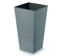 Fioriera FURU Prosperplast con spettacolare serbatoio di cemento e rilievo di 29,5 x 29,5 x 55 cm e capacità 14 litri