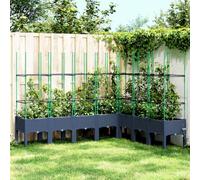 Fioriera Giardino con Traliccio Grigio Blu 200x160x142,5 cm PP - Large Outdoor Planter with Trellis for Climbing Plants, Rattan Design Raised Garden Box for Patio, Terrace, Vegetables, Flowers
