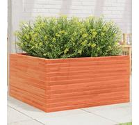 Fioriera Giardino in Legno Massello Pino 90x90x46 cm Marrone Cera - Cassetta per Piante Fiori Erbe Aromatiche Fioriera da Esterno Robusta con Fondo Aperto per Drenaggio Decorazione Giardino Terrazzo