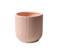 Fioriera in Ceramica Scanalata Rotonda Con Foro Di Drenaggio, Design Moderno A Strisce Per Interni Ed Esterni Vaso Per Piante Per Finestre Dell'home Office E Decorazioni Per Esterni (Rosa,17 cm)