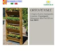 Fioriera In Legno di Pino Balconetta Verticale 3 Scomparti Orto Pensile a Parete