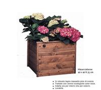 Fioriera in legno Massello di Svezia Margherita 40x40xh35 cm verniciata con vernice repellente all'acqua colore noce