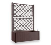 Fioriera in resina da giardino con pannello grigliato e vaso effetto rattan con riserva d'acqua e indicatore di livello Natural Deluxe