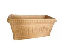 Fioriera in terracotta + sottocassetta in terracotta Made in Italy - vaso in cotto, lunghezza 50 cm, altezza 17 cm, profondità 20 cm