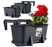 KADAX Pentola da balcone con base e maniglie, 40 cm, antracite, 3 pezzi