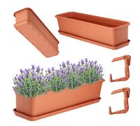 Fioriera KADAX con base e maniglie, 60 cm, terracotta