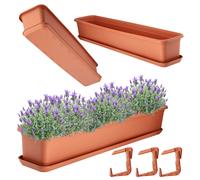 Fioriera KADAX con base e maniglie, 80 cm, terracotta