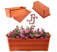 KADAX Fioriera da 40 cm con piattino e 2 manici in terracotta, vaso da balcone in plastica, resistente alle intemperie, vaso da fiori, fioriera per fiori, erbe aromatiche