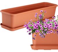 Cassetta da balcone KADAX con sottobicchiere, 60 cm, terracotta