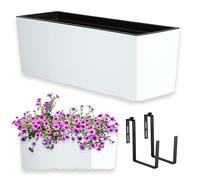 KADAX Fioriera con supporti 18,5 x 56 cm, motivo liscio, bianco, con inserto - Per balcone, resistente