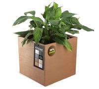 KADAX Fioriera in plastica, con ruote, effetto legno, 39 cm, marrone chiaro