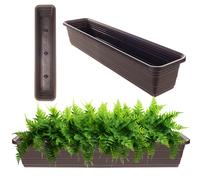 KADAX Fioriera da 80 cm, Moka - Vaso da balcone in plastica, fioriera resistente alle intemperie, vaso per fiori, cassetto per balcone per fiori, erbe e piante