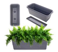 KADAX Fioriera con sottovaso in set, con o senza supporto per fioriera, vaso da balcone, in plastica, fioriera per ringhiere, vaso per fiori (antracite, 40 cm), K9998