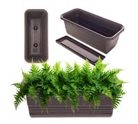 KADAX Fioriera con sottovaso, con o senza supporti per fioriera, vaso da balcone in plastica, contenitore per piante, fioriera da ringhiera, vaso da fiori (moka, 40 cm)