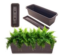 KADAX Fioriera con sottovaso, con o senza supporti per fioriera, vaso da balcone in plastica, contenitore per piante, fioriera per ringhiera, vaso da fiori (moka, 50 cm), K10003