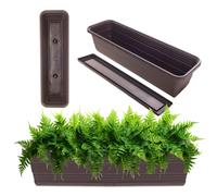 KADAX Fioriera con sottovaso, con o senza supporti per fioriera, vaso da balcone in plastica, contenitore per piante, fioriera da ringhiera, vaso da fiori (moka, 60 cm), K10004
