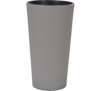 Fioriera LOCON Stripe grigio effetto a strisce, 25 x 46,5 cm, vaso di plastica con fibra di legno e inserto