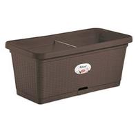 Stefanplast Fioriera Natural – Vaso rettangolare in plastica stile rattan 80×40×34 cm Moka