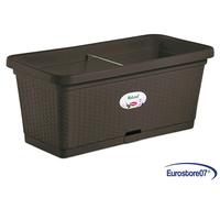 fioriera natural moka con riserva d'acqua cm. 80 ruote- cm. 80x40x34h - lt. 66