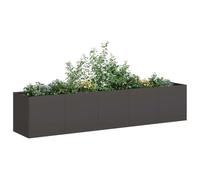 Fioriera Nera 200x40x40 cm in Acciaio Laminato a Freddo - Elegant Raised Garden Bed for Outdoor Plants, Flowers, Herbs - Durable Cold Rolled Steel, Open Bottom Design, Perfect for Patio Balcony Decor