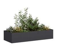 Fioriera Nera 200x80x40 cm in Acciaio - Large Raised Garden Planter Box for Outdoor Plants, Flowers, Herbs Cold Rolled Steel with Open Bottom Design - Modern Decorative Flower Pot for Patio, Balcony