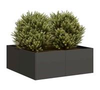 Fioriera Nera 80x80x30 cm in Acciaio, Large Raised Garden Planter Box for Outdoor Plants, Flowers, Herbs, Cold Rolled Steel with Open Bottom, Modern Decorative Flower Pot for Patio, Balcony, Yard