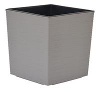 Fioriera Nizza Groove grigio effetto scanalato, 30 x 30,5 cm, vaso di plastica con fibra di legno e inserto
