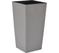 Fioriera Nizza Groove grigio effetto scanalato, 40 x 75 cm, vaso di plastica con fibra di legno e inserto