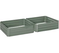 Outsunny Set di 2 Letti per Orto Rialzati in Acciaio Zincato, Fioriera da Giardino per Piante, Ortaggi e Arbusti, 100x100cm, Verde
