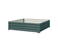 Outsunny Letto per Orto Rialzato a Fondo Aperto con Rivestimento, in Acciaio Zincato, 120x120x30 cm, Verde