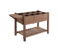 Outsunny Letto per Orto Rialzato in Legno, Fioriera Rialzata con Ripiano Pieghevole e Mensola Inferiore, 123x54x80cm, Marrone