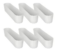 KOTARBAU® 6 pz Fioriera da Esterno - Vasi per Piante da Esterno - Plastica - 60 x 14 x 13 cm - Bianco - Vaso Rettangolare - Vaso Fiori - Fioriera Rettangolare - Rustico