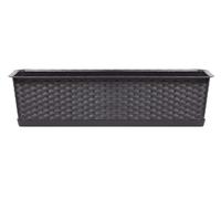 Fioriera per Balcone 59x17x15 cm con Sottovaso | Vaso per Piante in Aspetto di Rattan, Durevole e Resistente agli Agenti Atmosferici | Vasi per Piante per davanzale, Terrazzo e Interno | Vaso da