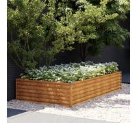 Fioriera per balcone, aiuola rialzata, 195 x 100 x 36 cm, in acciaio corten, per giardino, balcone e terrazza