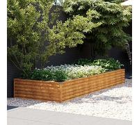 Fioriera per balcone, aiuola rialzata, 291 x 100 x 36 cm, in acciaio corten, per giardino, balcone e terrazza