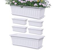 Fioriera per finestre - Set di sei vasi rettangolari resistenti ai raggi UV, di fori di drenaggio incorporato, contenitori in leggeri e fioriere da giardino sulla guida del balcone |