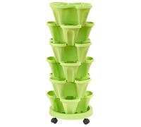 Fioriera per fragole, impilabile, verticale, a torre, quartetto, in plastica, per fiori, piante, erbe, supporto da giardino, decorazione per interni ed esterni
